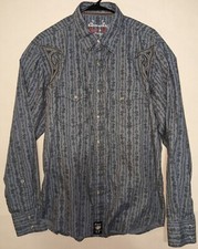 Wrangler Shirt Mens Large Grey Rock 47 Long Sleeve Snap Rodeo Tribal