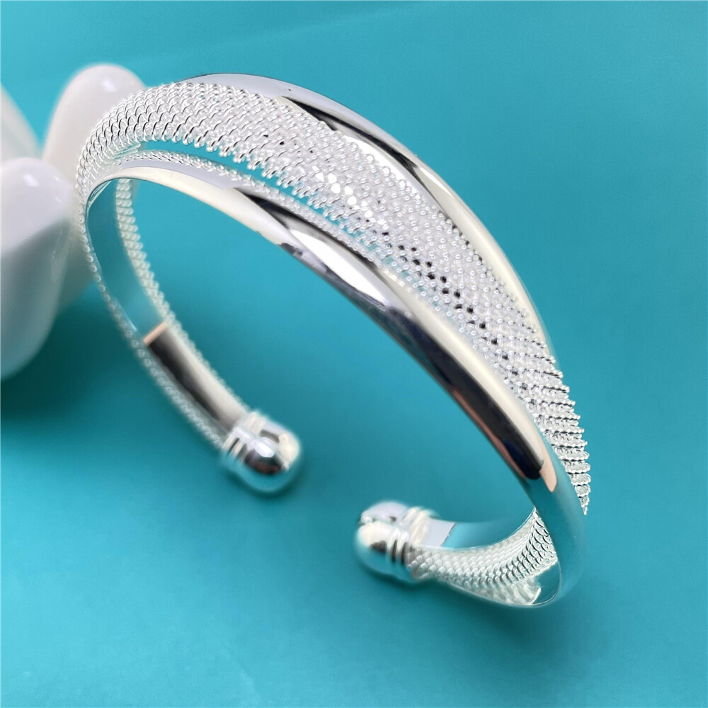 925 Silver Filled Charm Bangles Bracelet for Womens Fashion Bangle