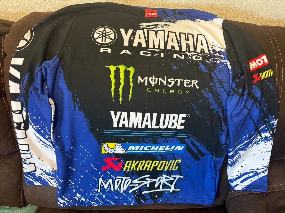 Camiseta Yamaha Manga Larga Hecha a Mano Impresión 3D Moto Fan Premium Unisex - Grande Foto 2 de 3