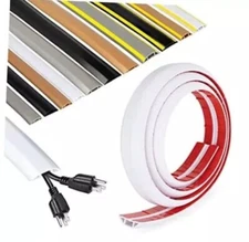 Rubber Bond Cord Cover Floor Cable Protector - 4 Feet White - Two Thick Cords