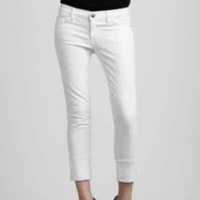 CURRENT ELLIOTT ~ Size 28 ~ The Beatnik Sugar White Cuffed Denim Summer Jeans 97