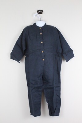 Kids' Jumpsuit Linen Blend Long Sleeve Size 5T FOREST MAP Color Navy NWT