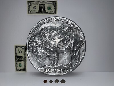 Cast Aluminum ENLARGED Buffalo Nickel RARE CoinClub Wall Plaque Collectable