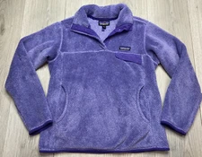 Patagonia Pullover Jacket Women Small Purple Synchilla Retool Snap T Fleece Cozy
