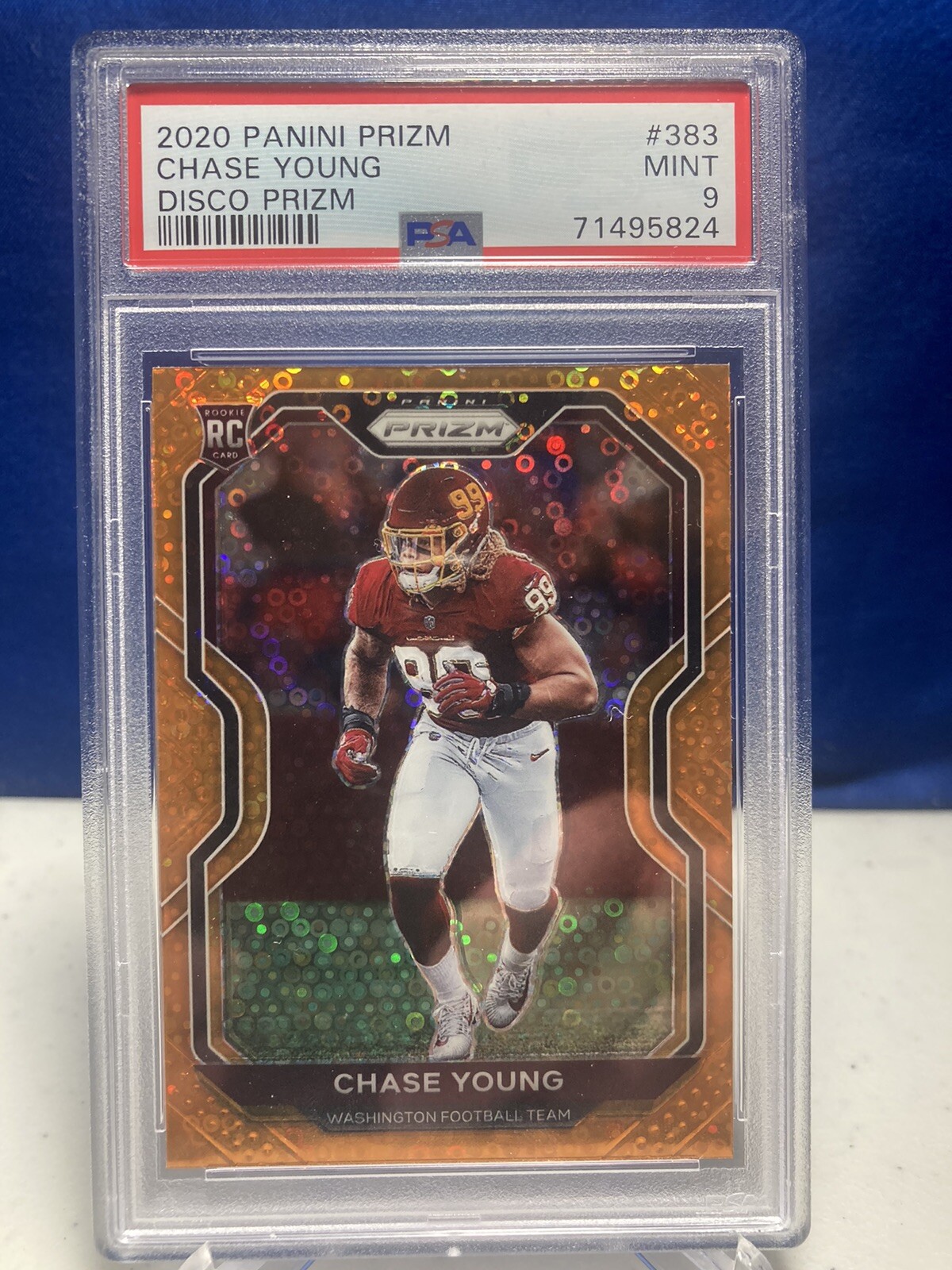 2020 Prizm CHASE YOUNG Rookie Disco Orange #383 W.F.T. PSA 9