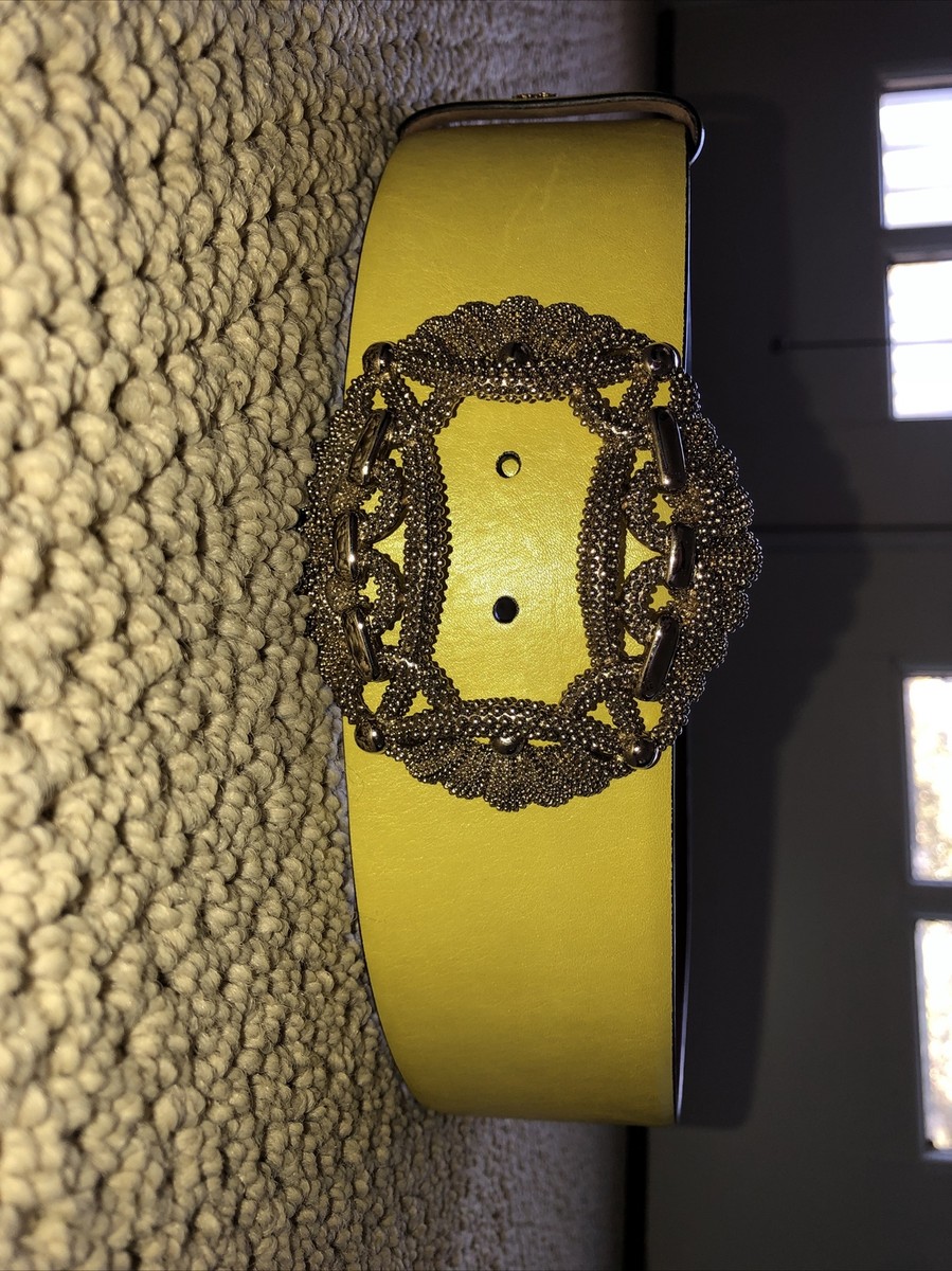 Roberto Cavalli Large Buckle Waist Belt Yellow Size 40 Fits  display picture 1