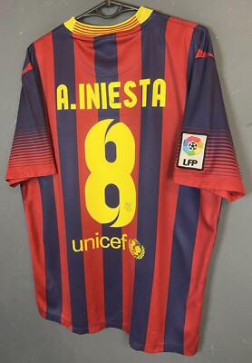 MEN'S NIKE FC BARCELONA 2013/2014 INIESTA #8SOCCER FOOTBALL SHIRT