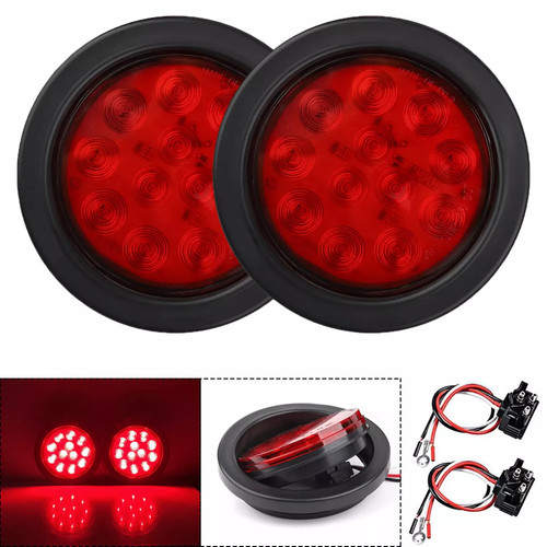 Luces de freno traseras giratorias impermeables 2X 4 pulgadas rojas redondas 24 LED para remolque camión - Imagen 7 de 15