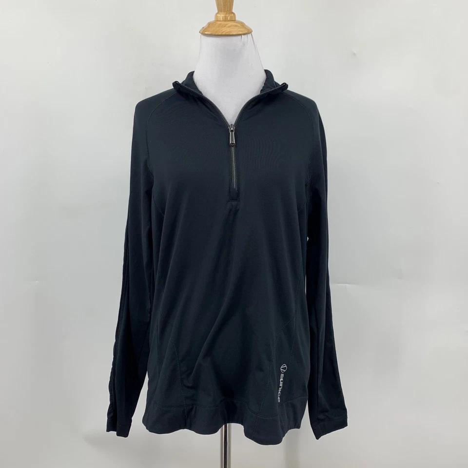 Sunice рубашка женщин M средний черный Anna половина молнии легкий вязаный флис с подкладкой - Изображение 2 из 4