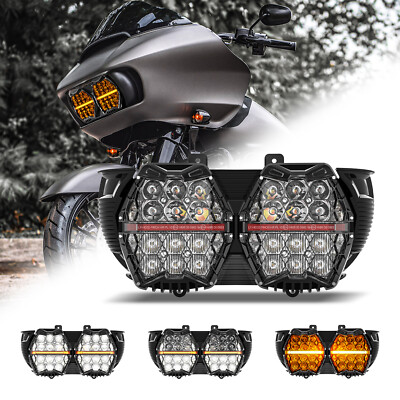 DOT 240W LED Double Headlight Hi-Lo Beam Waterproof For Road Glide 2015-2023 New