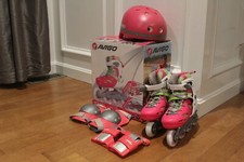 Avigo Adjustable Girls Inline Skates Kit rollerblades roller blades w Accessor