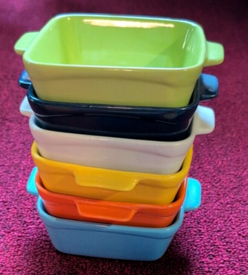 SWEEJAR Ceramic Ramekins (6pc) - Small Square (4.25'') - Colorful - NEW!