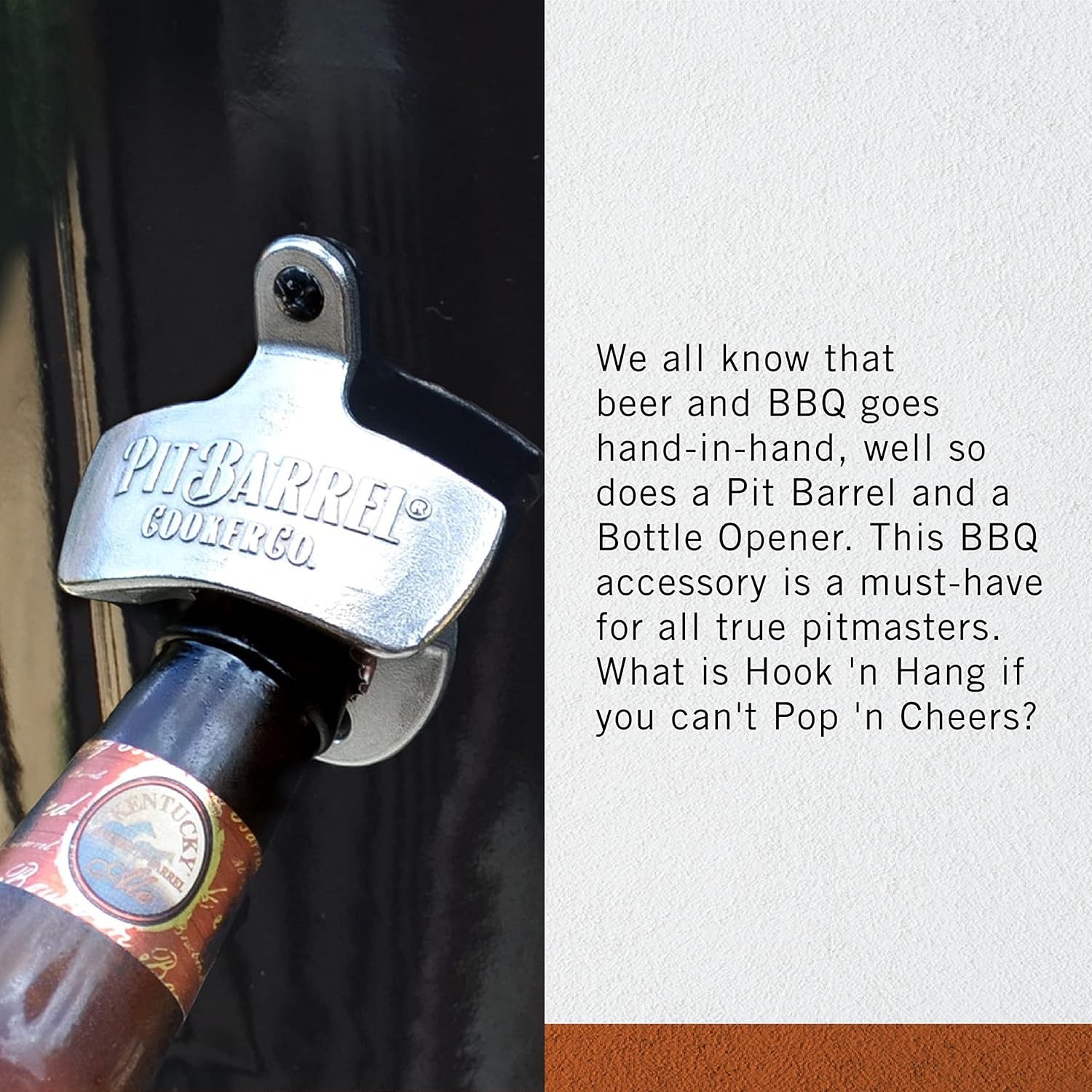 Pit Barrel Cooker Bottle Opener | Stainless Steel Wall Steel,Silver 