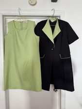 Vintage Anthony Sicari Dress Long Jacket/ Blazer Set 14 Poly Green Black