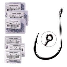 50pcs / 20pcs / Box Circle Carp Eyed Fishing Hook Size 2-22# Ring eye Japan Fish