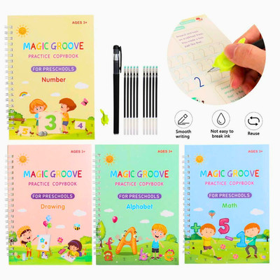 Magic Grooved Writing Practice for Kids,Reusable Grooved Handwriting Workbooks