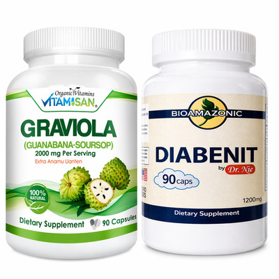 Guanabana Soursop + Diabenit 90 Caps Herbal Supplement 2 Pack