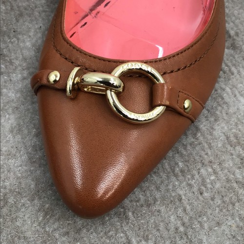 COACH Dakota Brown Leather Kitten Heel Pointed Toe Slingback Pumps Size 9B - Picture 8 of 13
