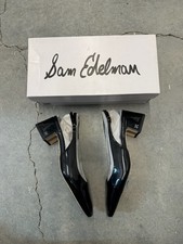 Sam Edelman Womens Terra Black Patent Leather Slingback Pump Sz 9