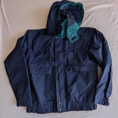 Vintage 90s Esprit by Campus Men's Hooded Waterproof Windbreaker Navy Blue M