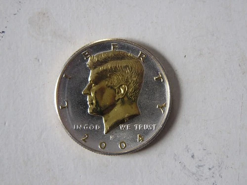 DANBURY MINT 2004 KENNEDY HALF DOLLAR 24K GOLD & .999 SILVER PLATED COIN