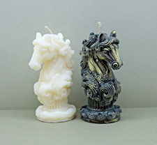 Edle Skulpturkerze – Pferdekopf aus Olivenwachs mit Baumwolldocht