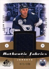 ADAM OATES: 2010-11 SP Game Used, Authentic Fabrics Memorabilia Gold parallel