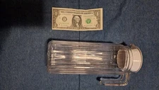 Vintage ribbed clear glass handled 32oz glass carafe/pitcher