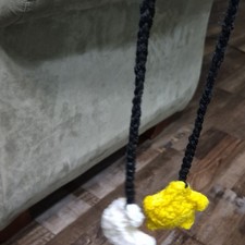 Heavy Duty Braided Rope Tug Toy Black with Yellow  White Ends for Dogs