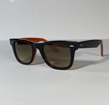Ray-Ban Wayfarer Black On Orange /Light Brown Lens Model 2140 1002/51 50MM