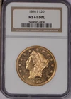 1898-S Gold Liberty Head $20 NGC MS61 Deep Proof Like. Rare. Pop 6!