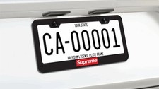 Supreme Original Edition License Plate Frame Black Metal Flashy Unique Usa