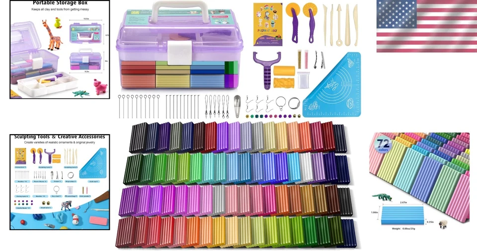 Sculpting Tools Kit with 72 Clay Colors - Image 2 of 4