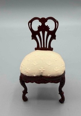MINIATURE DOLLHOUSE 1:12 BESPAQ MAHOGANY FAIR LADY SIDE CHAIR - 1056MH