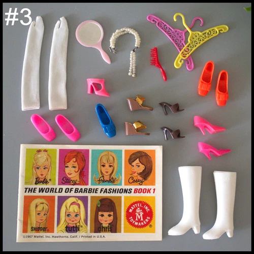🤩#3 LOT Barbie Friends Shoes Gloves Jewelry Accessories Japan Vtg 1960s+🎁