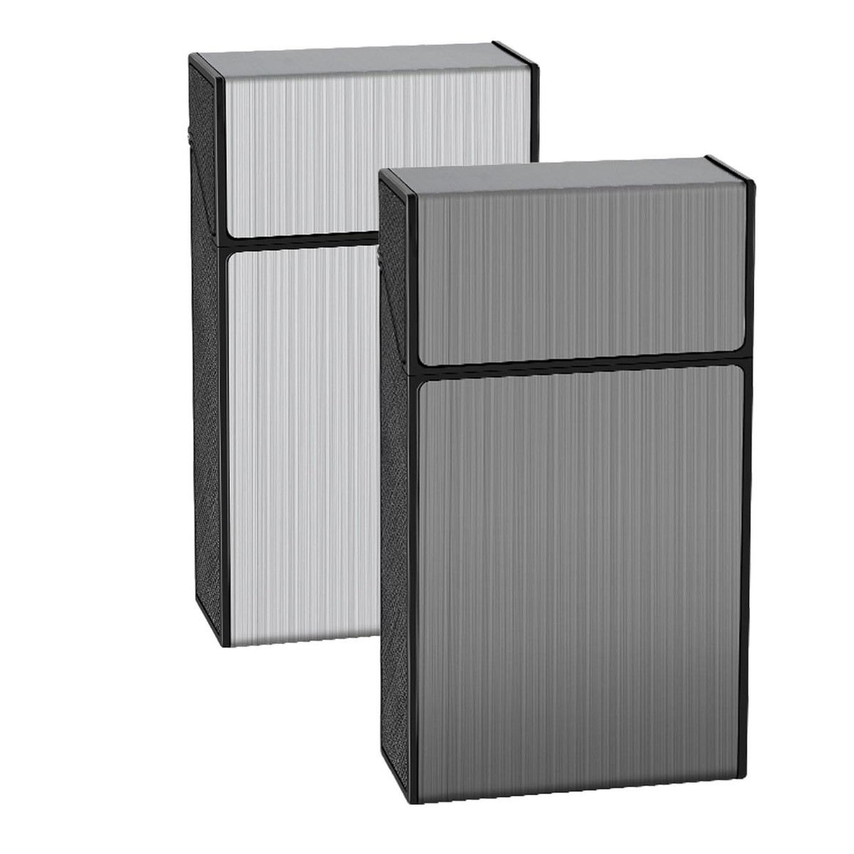 grey cigarette Cigarette Case for 100s King Size Metal Pocket Box Grey Silver Set 2 Pack