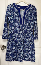 Talbots Cabana Life Dress Women Small S Blue White Resort Casual