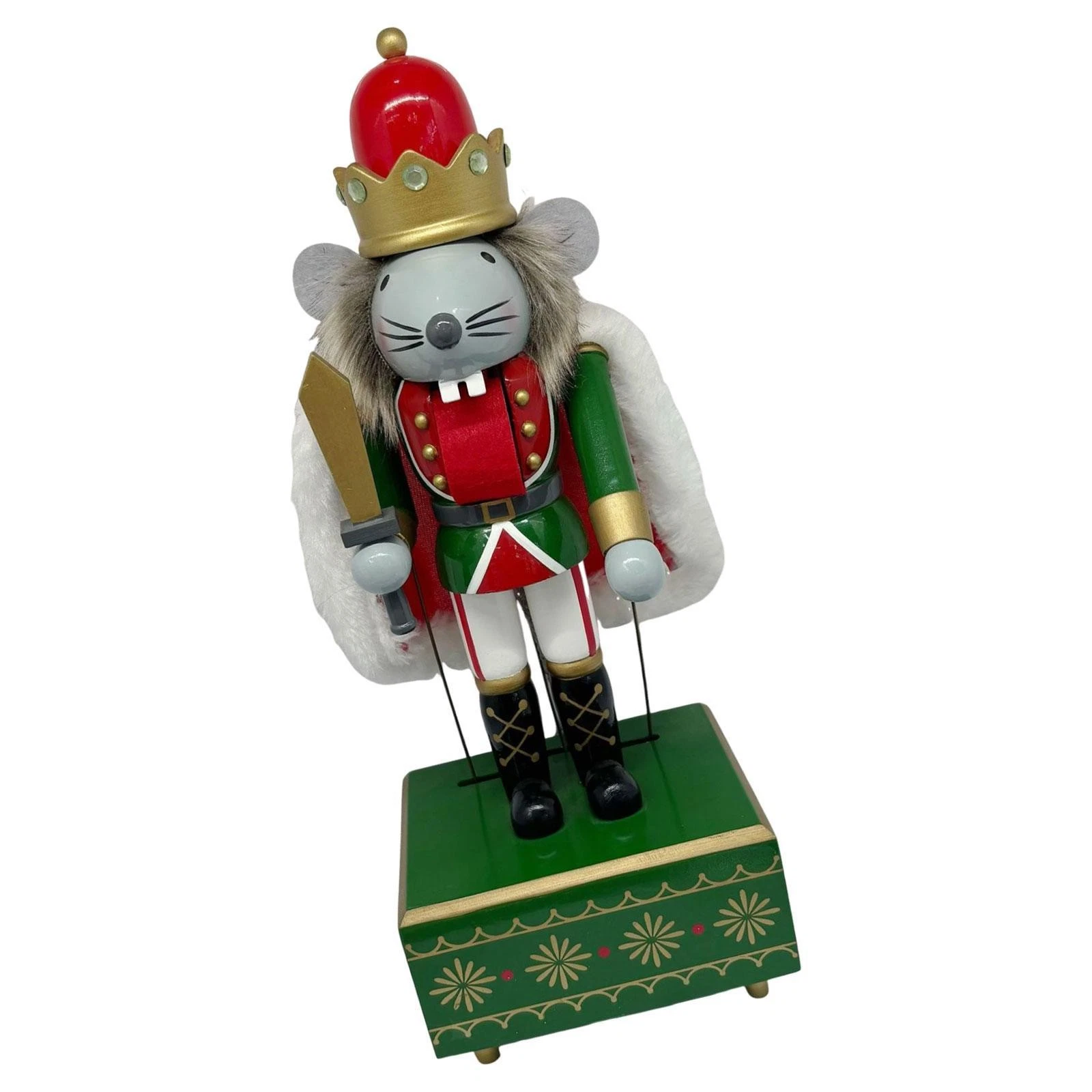 30cm Mice Nutcracker King Musical Box Wooden Multipurpose Lightweight Wind up