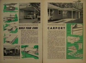 Freestanding CARPORT 10'x20' 1955 How-To build PLANS & DESIGN