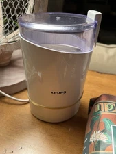 Krups Electric Coffee & Spice Grinder F202 Eggshell White+1lb Starbucks Beans