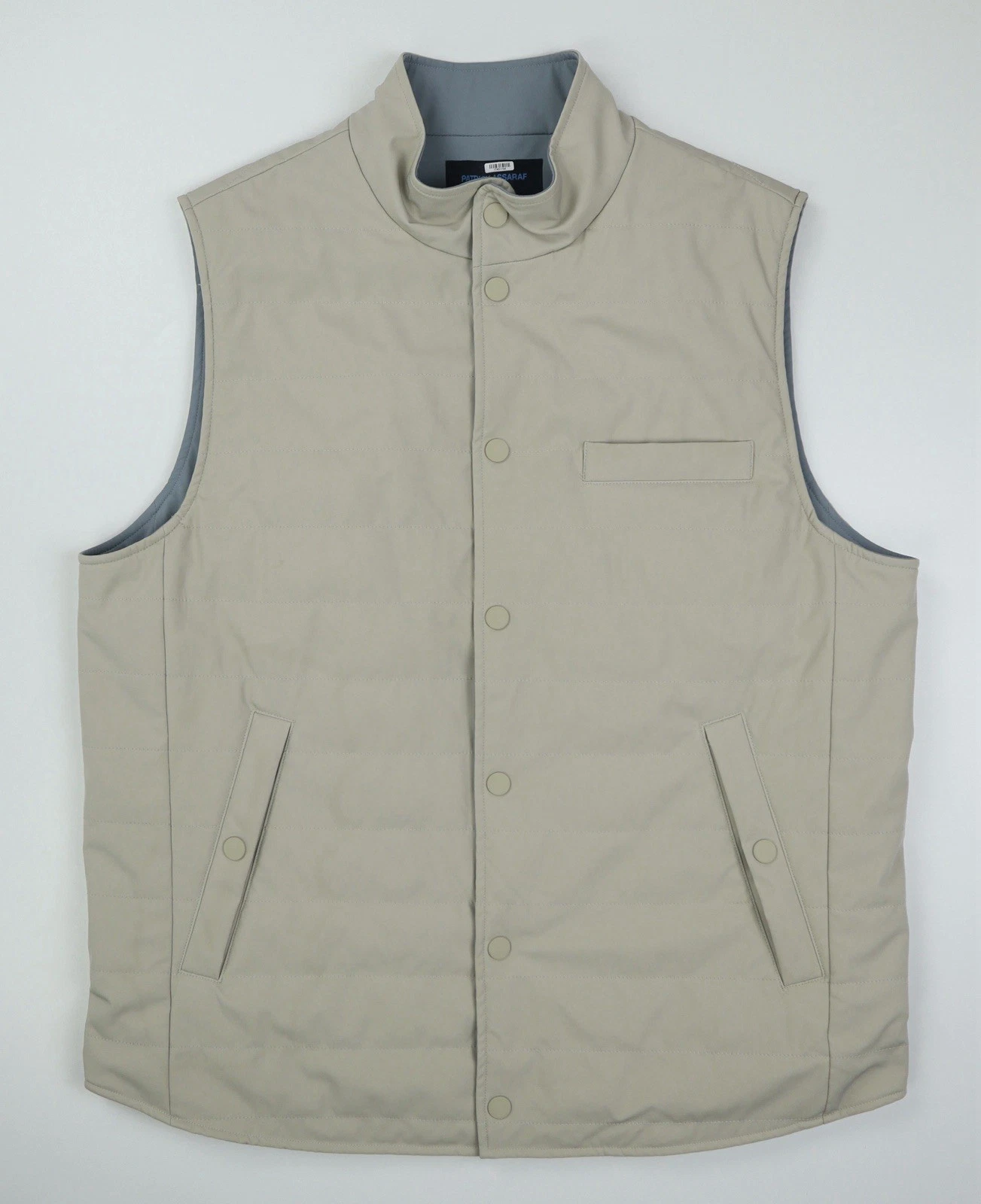 Patrick Assaraf Vest Jacket Mens M Beige Quilted Puffer Outdoors Hiking Snap