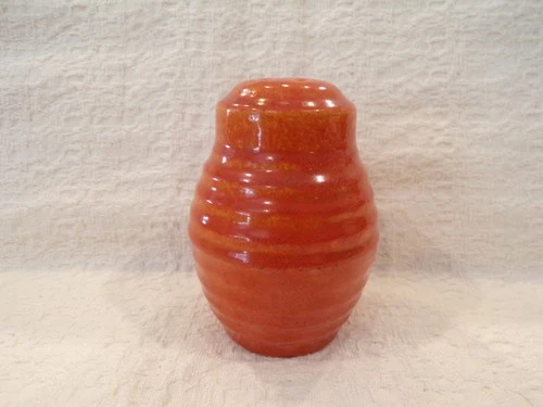 VINTAGE Bauer Pottery Ring Ware Orange Barrel Salt Or Pepper Shaker