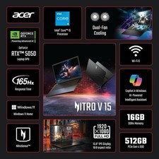 💥NEW💥 Acer Nitro V  RTX 5050/165Hz Gaming Laptop 16GB RAM/512 SSD Ships Fast 2