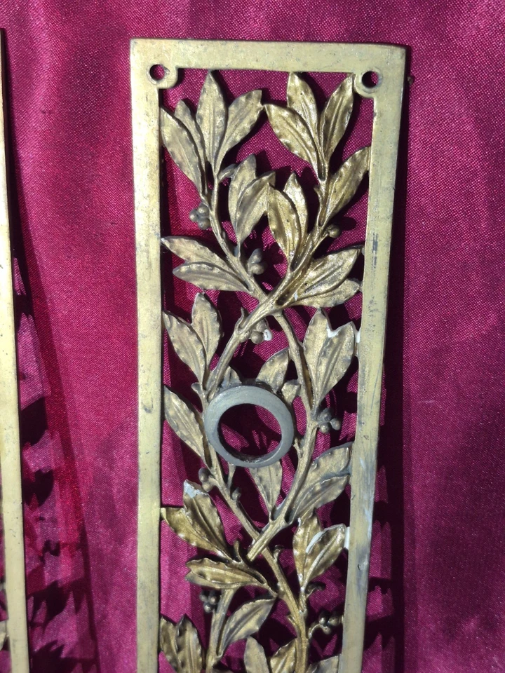 2 Anciennes Plaques De Propreté porte en Bronze Château, Empire Au Lauriers L 35 - Photo 2/4