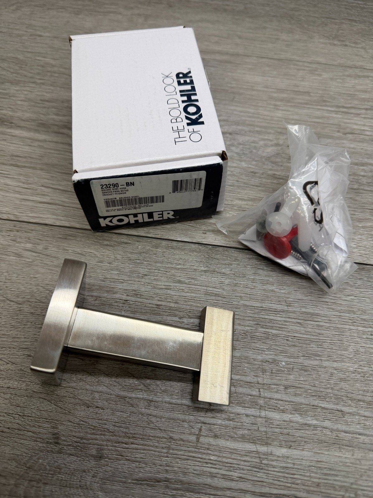 Kohler K-&lrm;23290-BN Square Single Robe Hook - Brushed Nicke