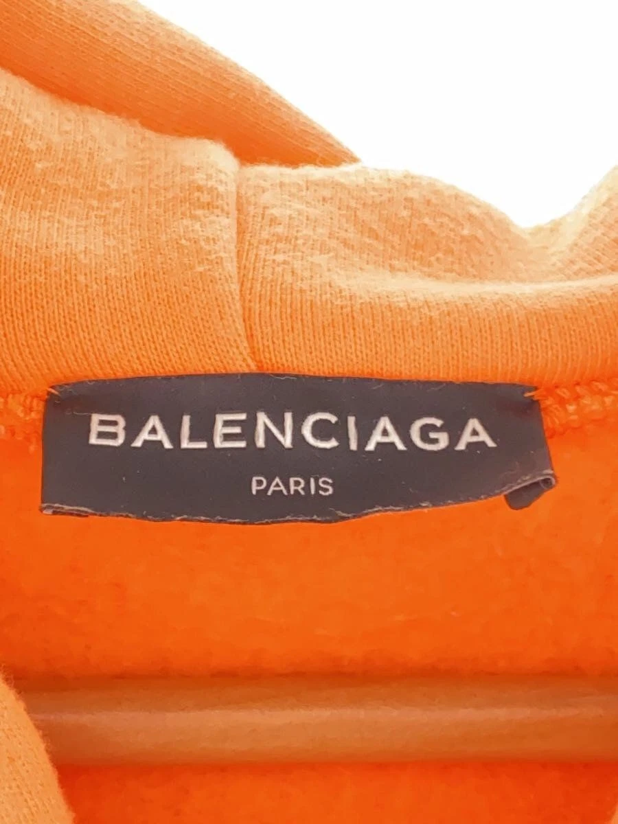 Felpa con cappuccio BALENCIAGA S cotone stampa arancione UP57 2017 01430 usata