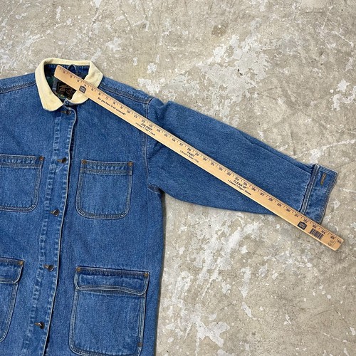 Vintage Eddie Bauer Jacket Women L Denim Barn Chore Southwestern Corduroy Collar - Afbeelding 12 van 14