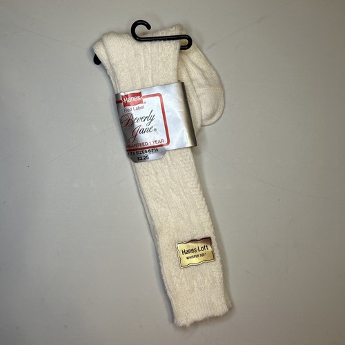 VTG Socks Hanes NOS Cable Knit Girls School Acrylic Youth Sz 6-7.5 Shoe NOS 80s - Picture 2 of 8