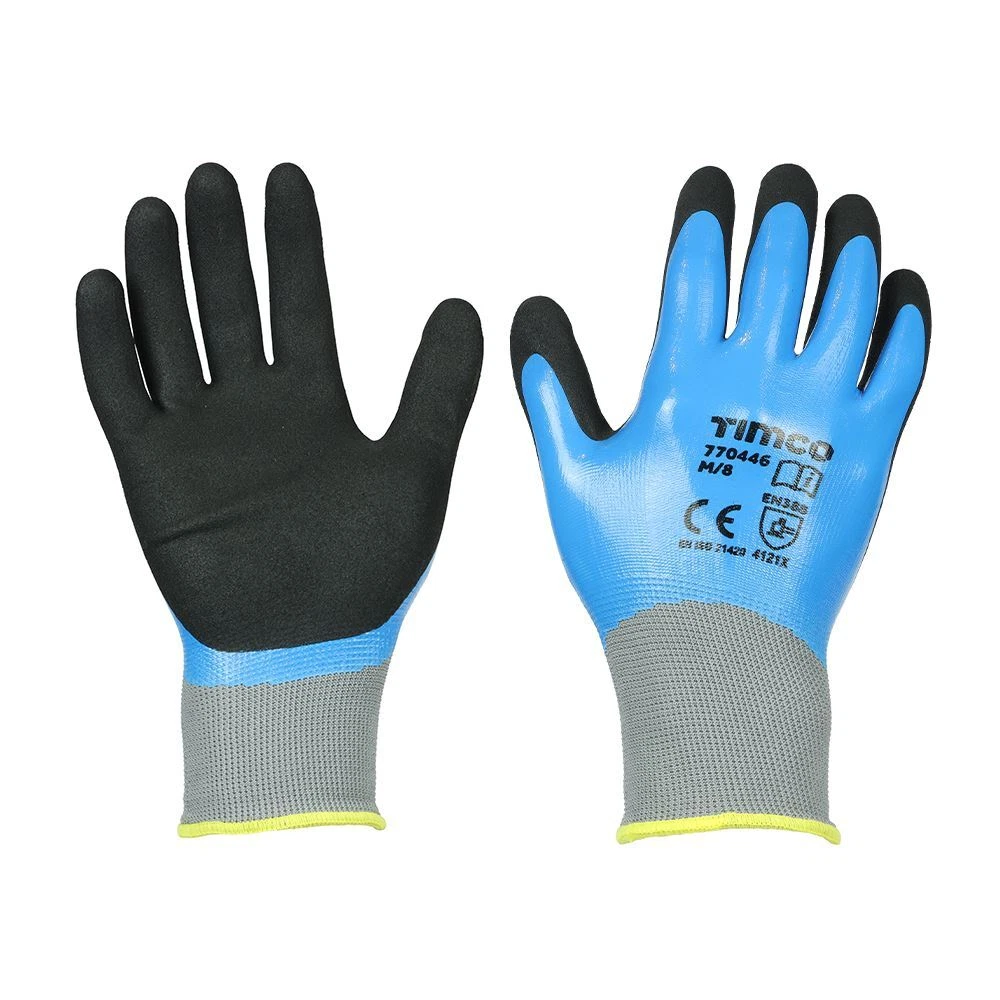 Timco - Waterproof Grip Gloves - Sandy Nitrile Foam Coated Polyester M - 1 Each