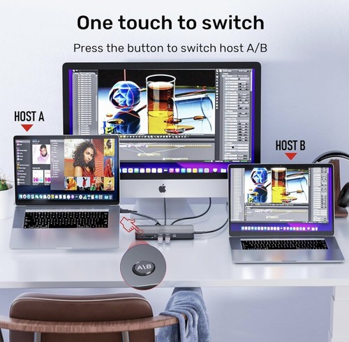 Unitek USB C KVM Switch HDMI 4K@60Hz Switches Selector 2 Computers Sharing HD - Picture 4 of 12